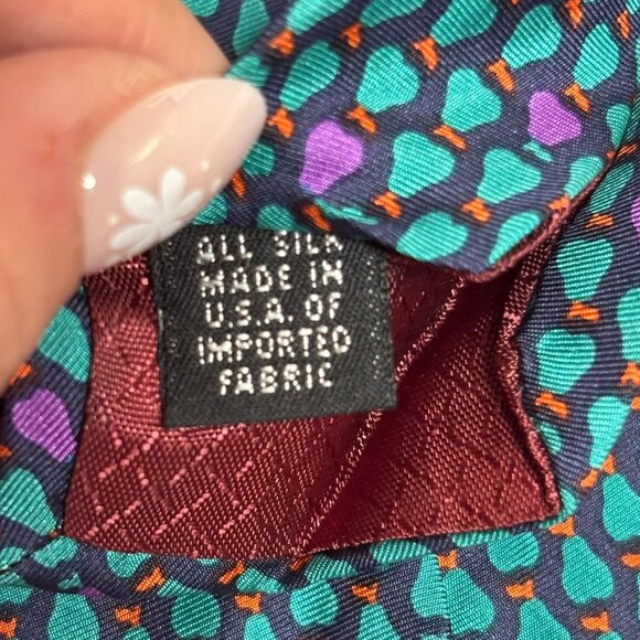 Christian Dior Monsieur Tie All Silk Teardrop Pattern Blue & Purple Made In USA - Picture 6 of 6